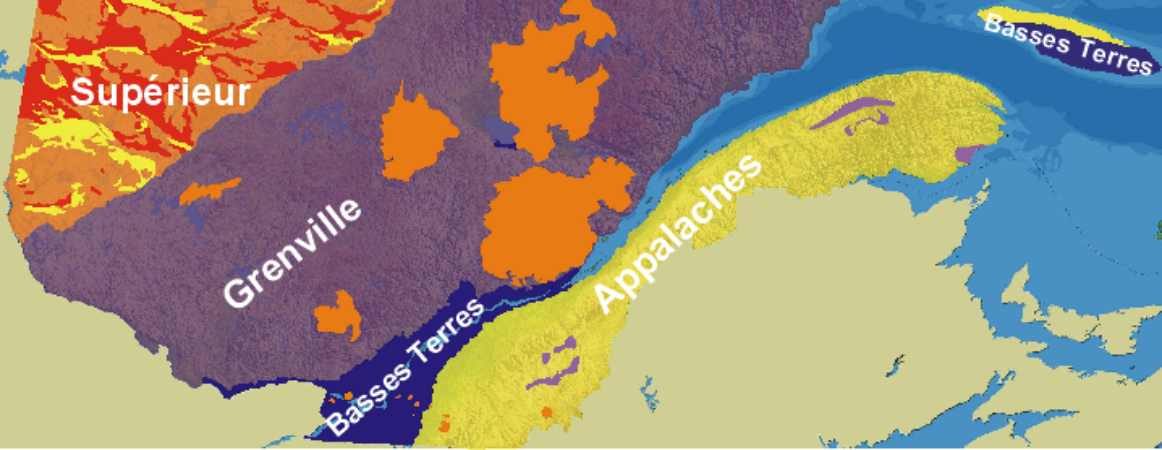 Provinces géologiques du sud du Québec